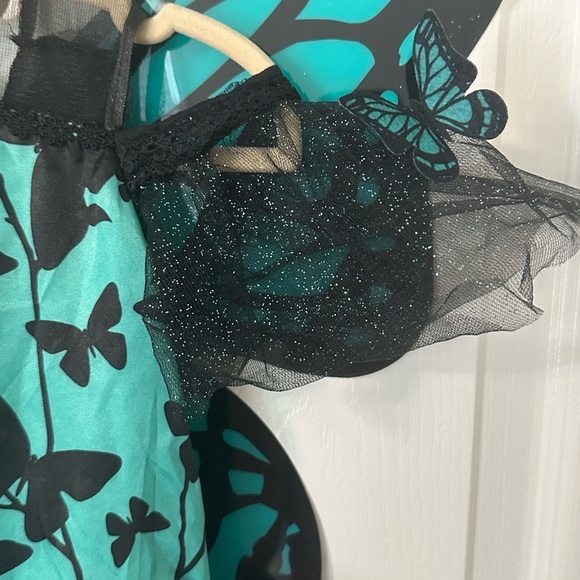 Butterfly Fairy Kids Costume - Teal and Black - Picture 2 of 11